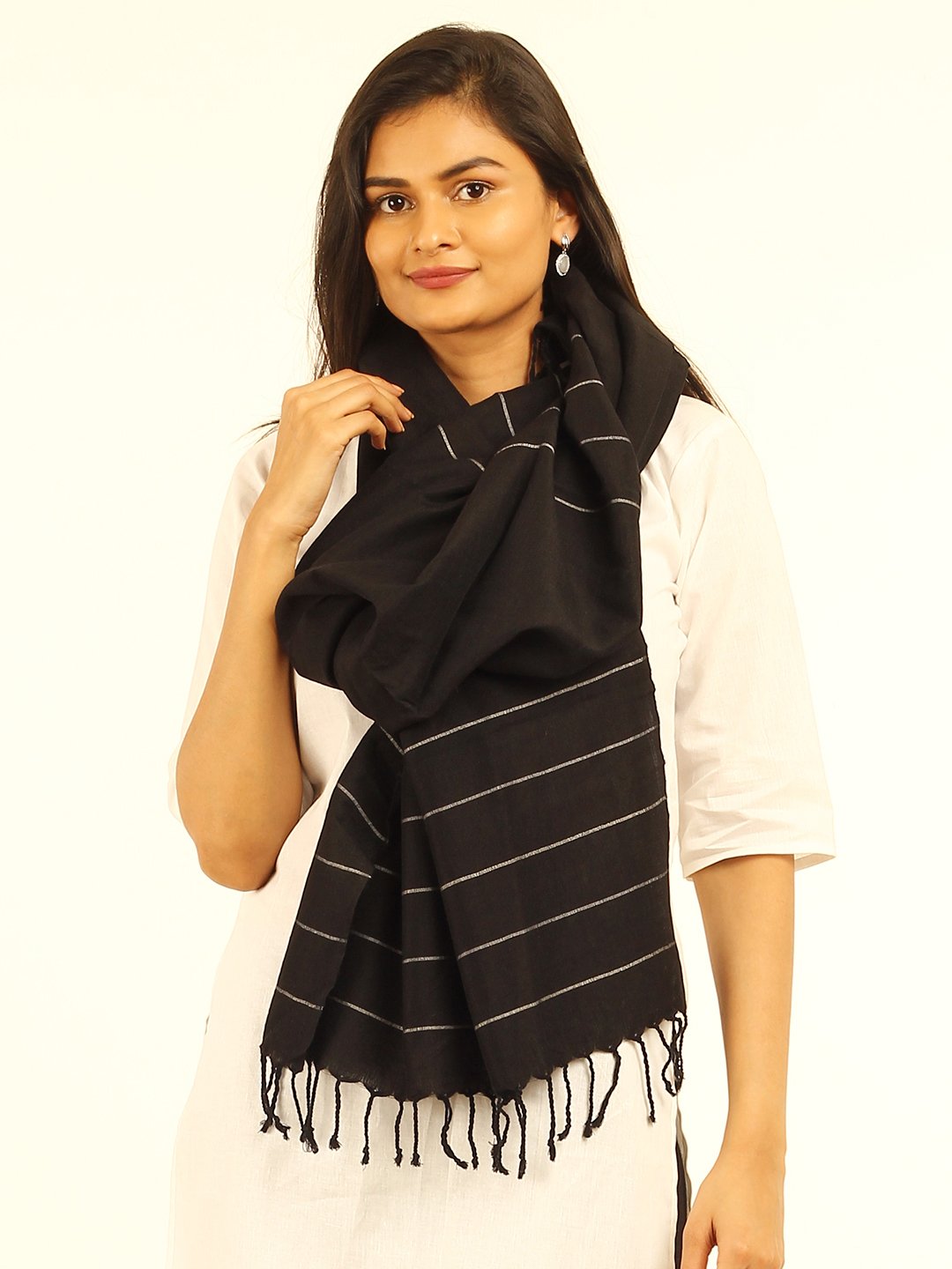 Striped Cotton Wool Stole | SHOBITAM