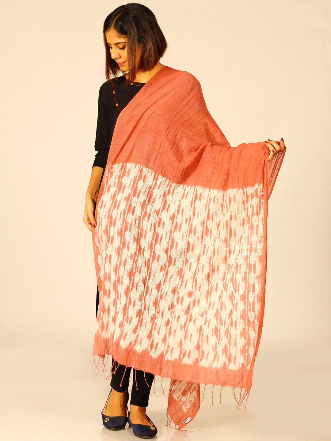 Hand Woven Shibori Cotton Dupatta | SHOBITAM