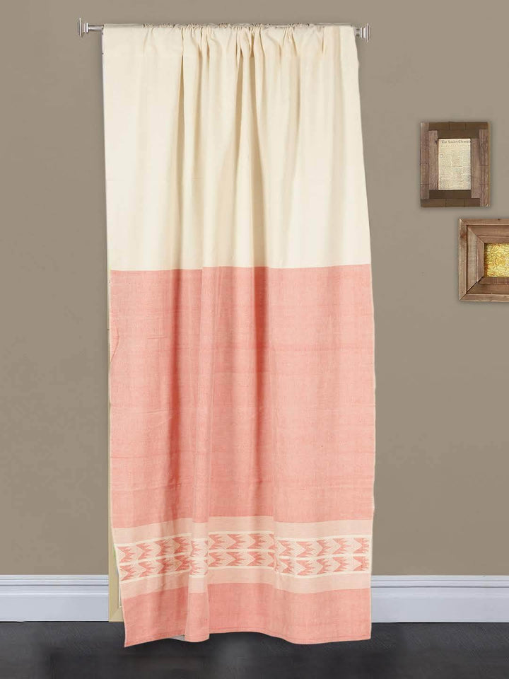 Ivory Pink Cotton Rod Pocket Curtain- Single Panel | SHOBITAM