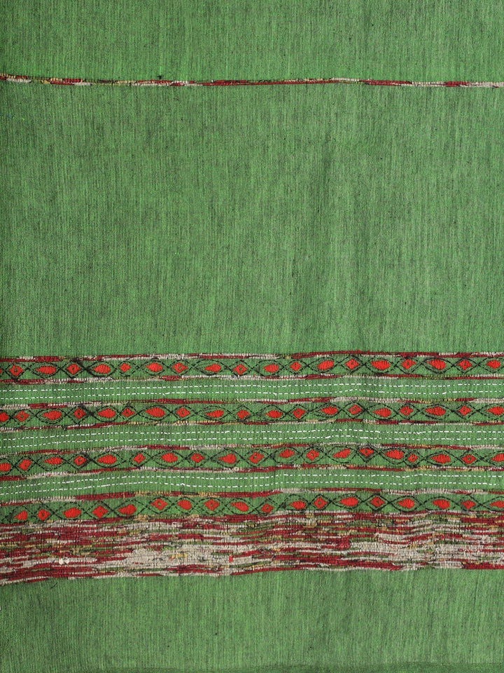 Pickle Green Khesh Kantha Cotton Curtain- Single Panel | SHOBITAM
