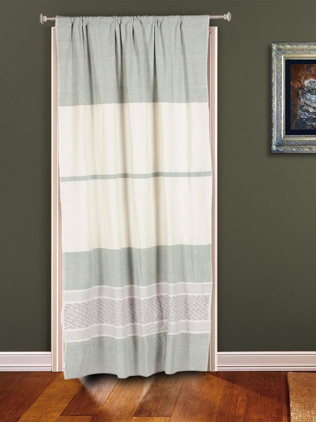Sage Green Cotton Rod Pocket Door Curtain- Single Panel | SHOBITAM