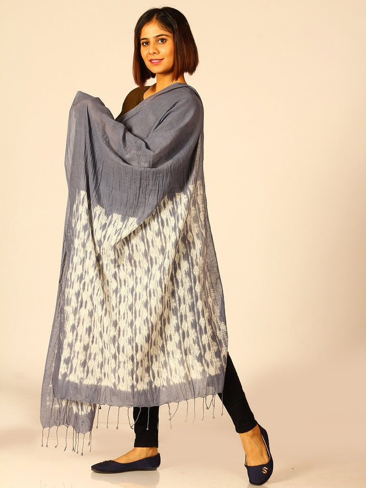 Hand Woven Shibori Cotton Dupatta | SHOBITAM