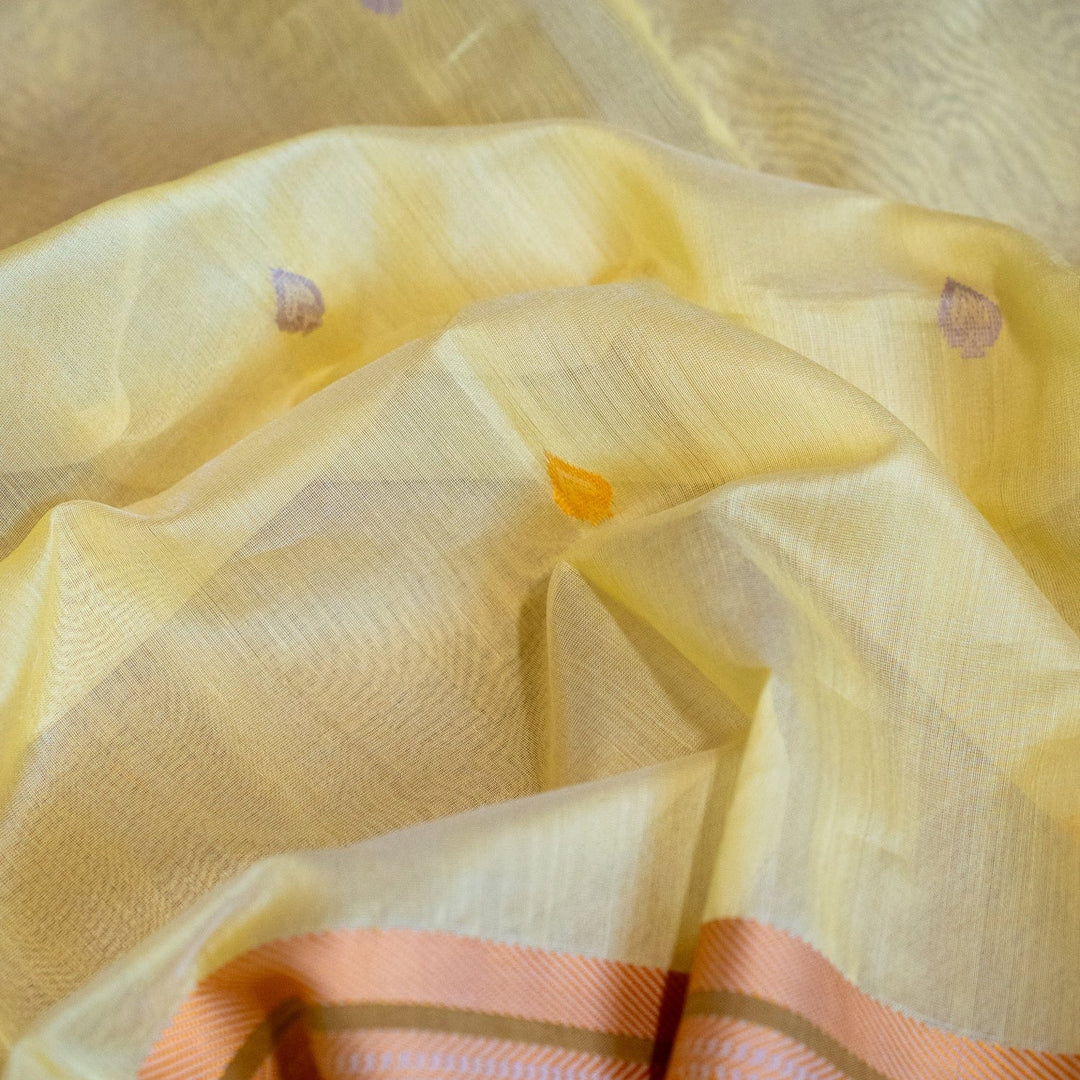 Handwoven Maheshwari Silk Cotton Saree Inner Light | SHOBITAM