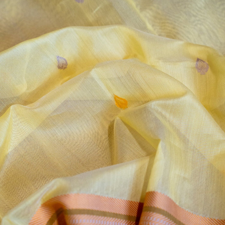 Handwoven Maheshwari Silk Cotton Saree Inner Light | SHOBITAM
