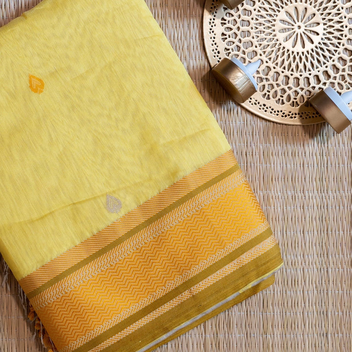 Handwoven Maheshwari Silk Cotton Saree Inner Light | SHOBITAM