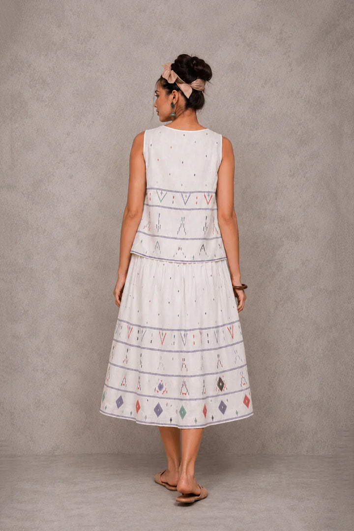 Mosaic White Jamdani Skord | SHOBITAM