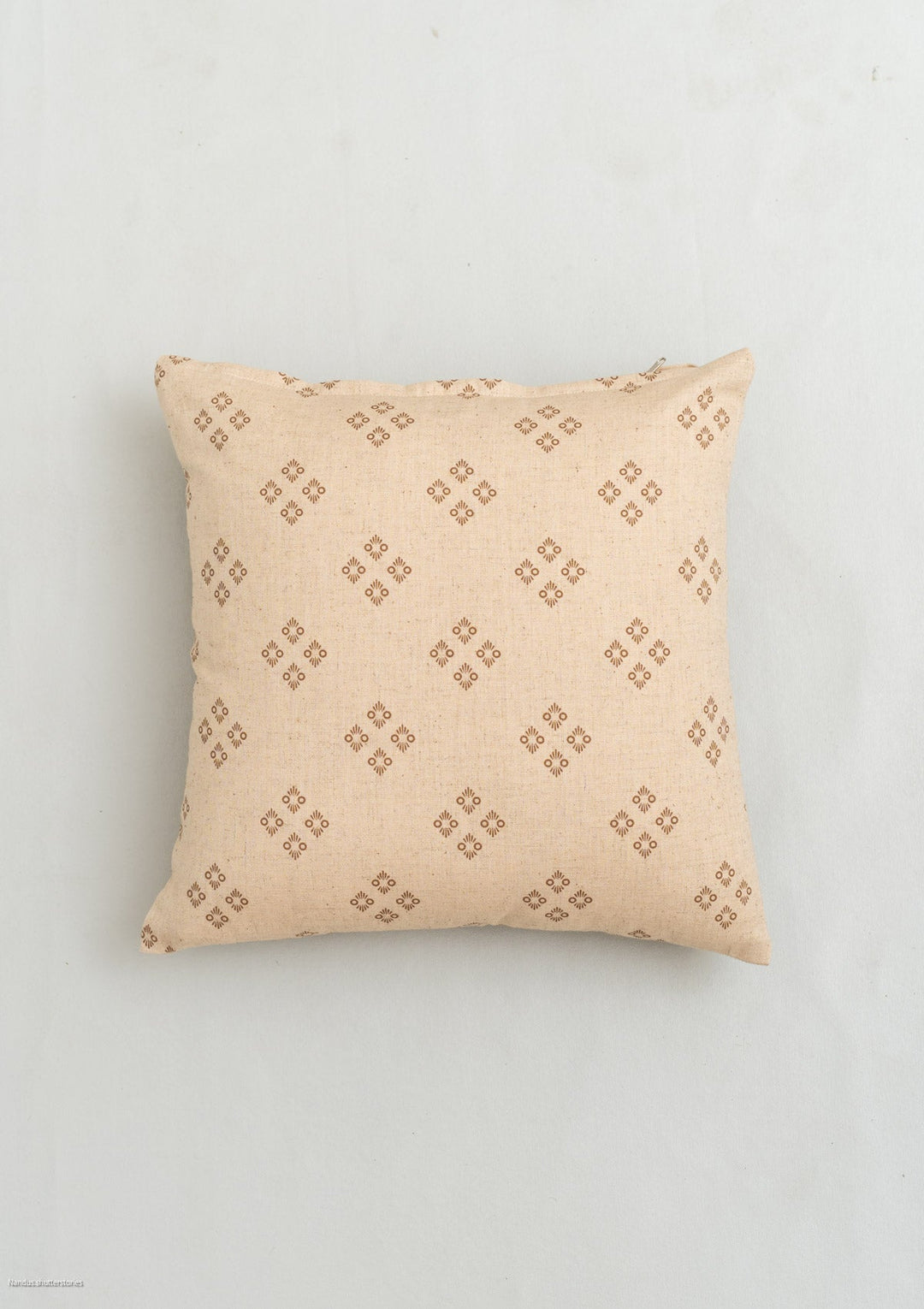 Harvest linen minimal print cushion cover for sofa - Brown | SHOBITAM