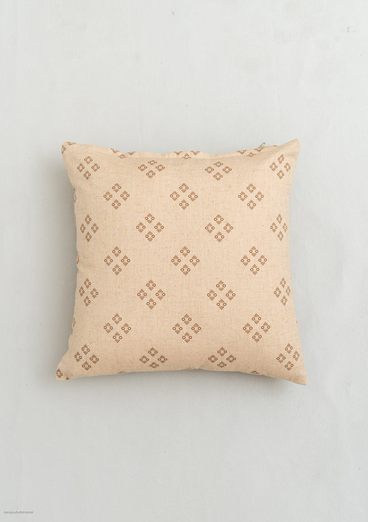 Harvest linen minimal print cushion cover for sofa - Brown | SHOBITAM