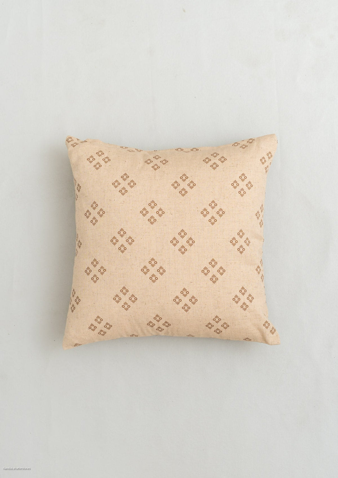 Harvest linen minimal print cushion cover for sofa - Brown | SHOBITAM