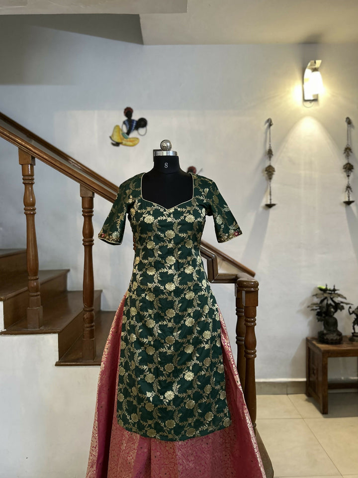 Yuvathi Banarasi Silk Kurta with hand Embroidery | SHOBITAM