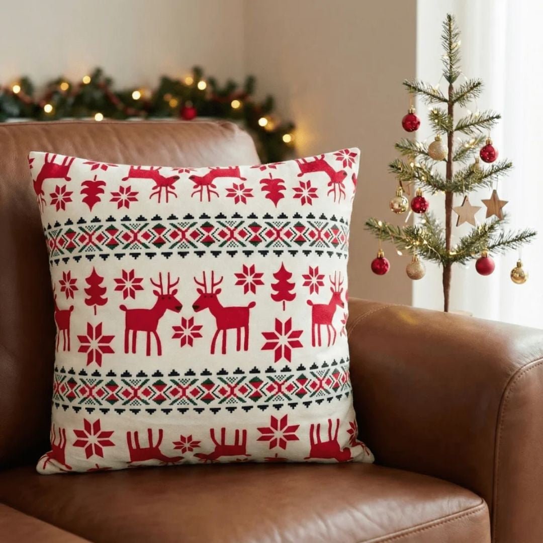 Jolly Christmas Print Cushion Cover | SHOBITAM