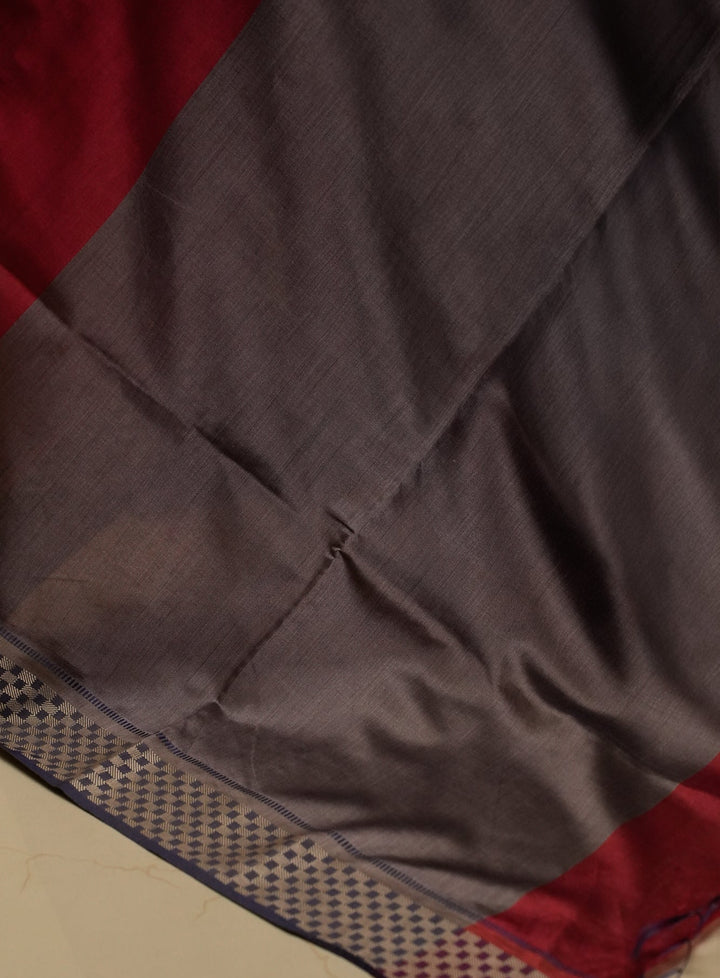 Honey Red Handwoven Tussar by Eri Silk Saree | SILK MARK CERTIFIED | SHOBITAM
