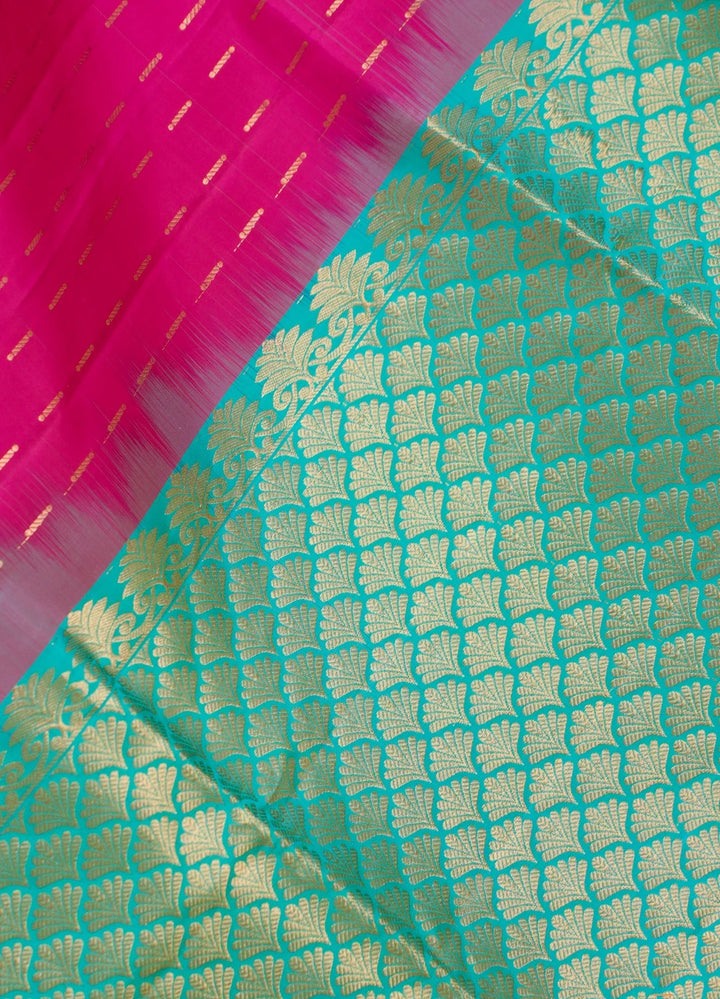 Hot Pink With Blue Kanjivaram Soft silk Handloom Saree Malar | SHOBITAM