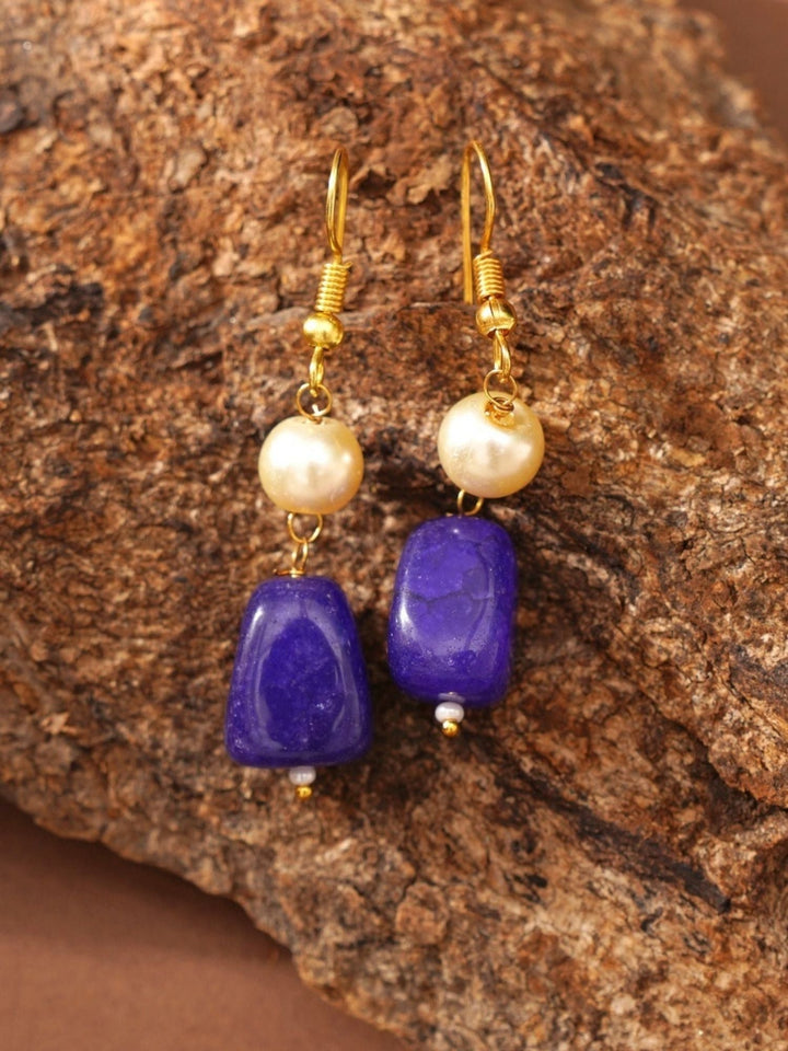 Gold Plated Jaipuri Royal Blue Multibeads Pearl Mala Set  | SHOBITAM