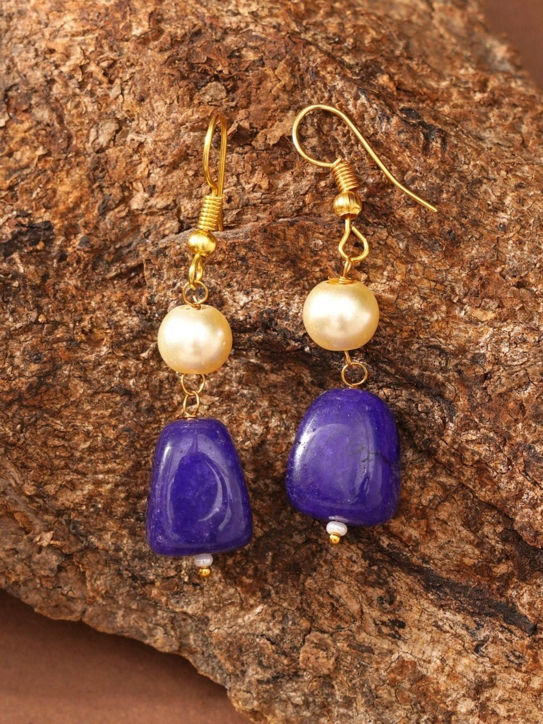 Gold Plated Jaipuri Royal Blue Multibeads Pearl Mala Set  | SHOBITAM