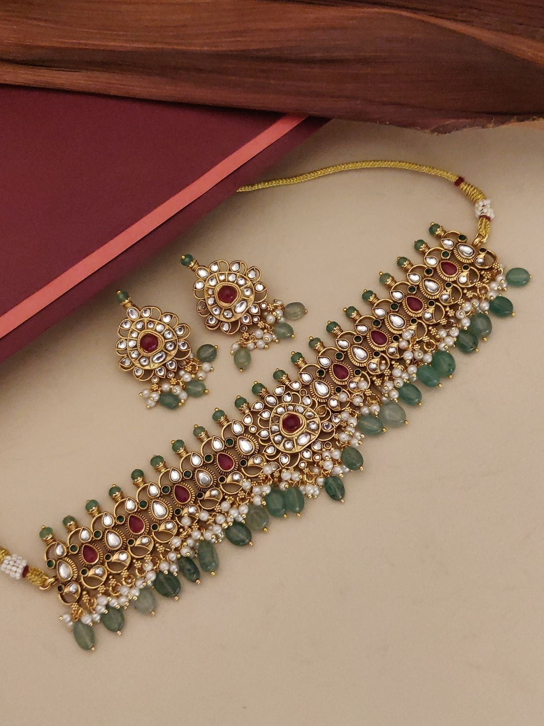 Temple Style Choker Necklace – Royal Festive Elegance Set | SHOBITAM