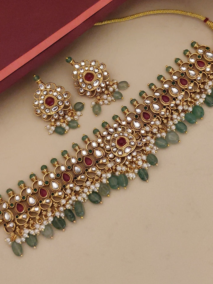 Temple Style Choker Necklace – Royal Festive Elegance Set | SHOBITAM
