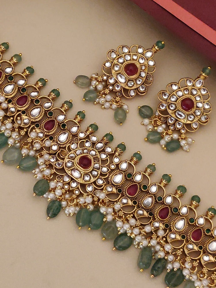 Temple Style Choker Necklace – Royal Festive Elegance Set | SHOBITAM