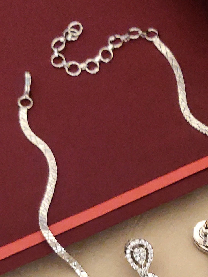 Classic Silver Plated American Diamond Necklace Set | SHOBITAM