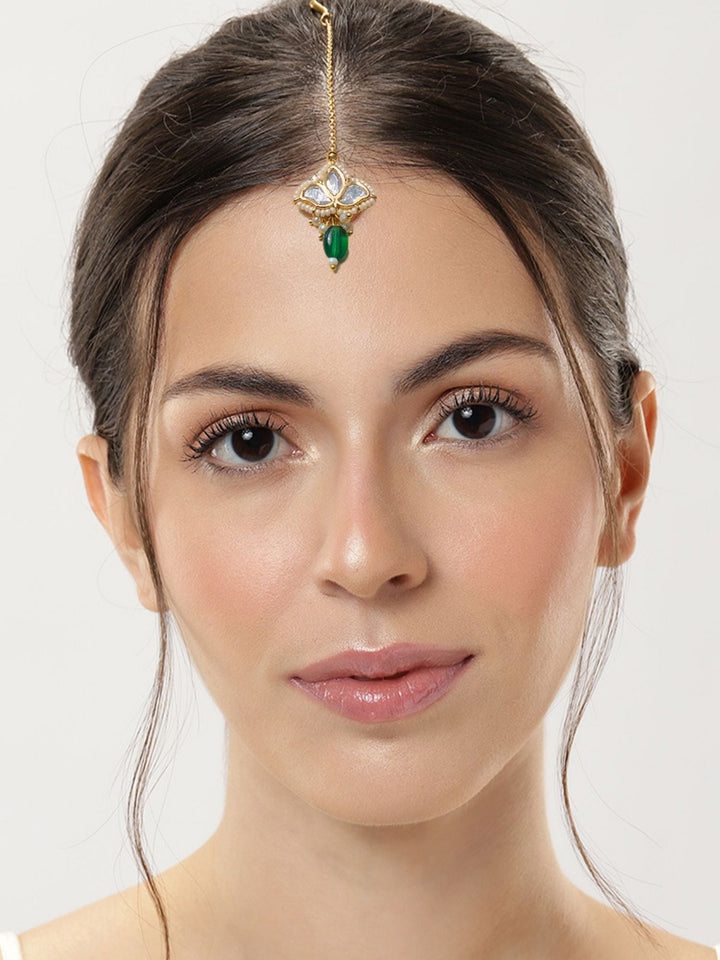 Gold Plated, Set Of 2 Gold Plated Kundan Maangtikka | SHOBITAM