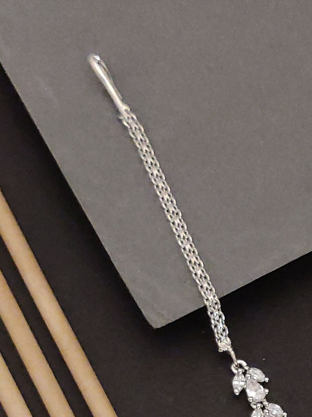 Silver Plated American Diamond Maantikka | SHOBITAM