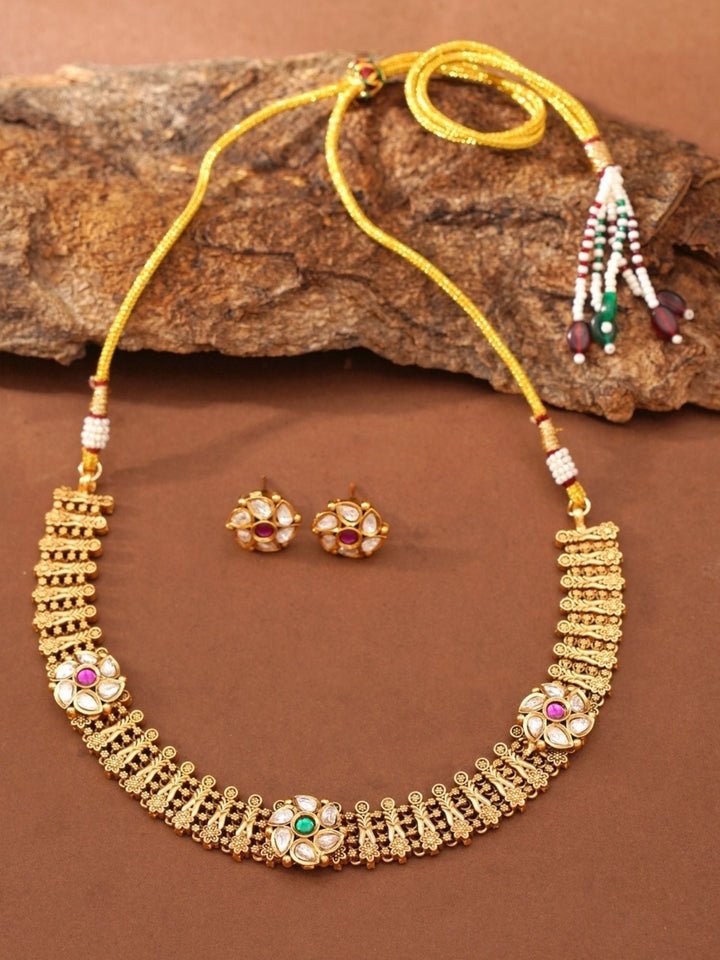Choker Necklace Set Gold Plated | SHOBITAM