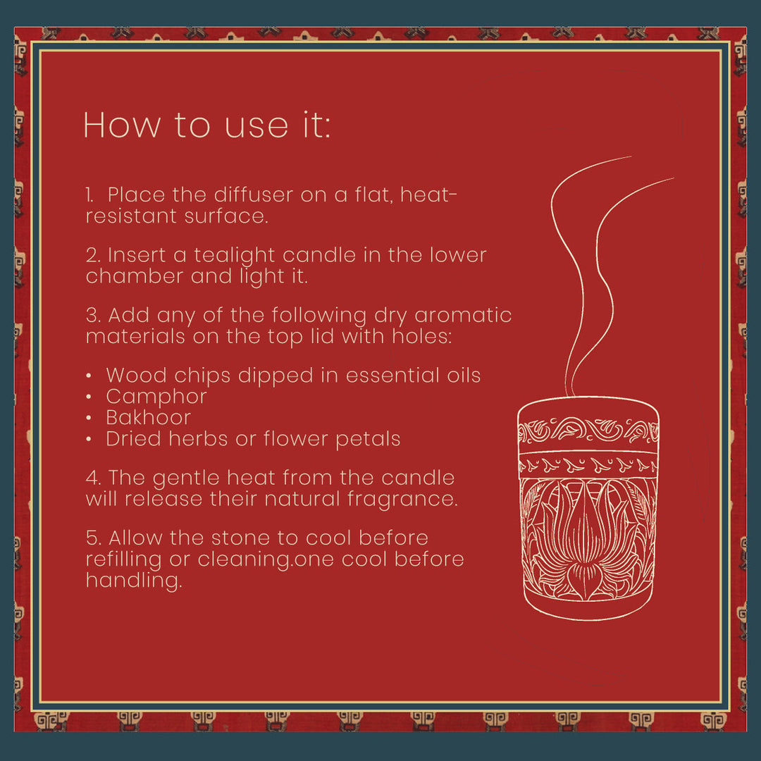 Neerja Hand Carved Soapstone Bakhoor Burner Aroma Diffuser