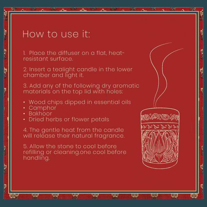 Neerja Hand Carved Soapstone Bakhoor Burner Aroma Diffuser