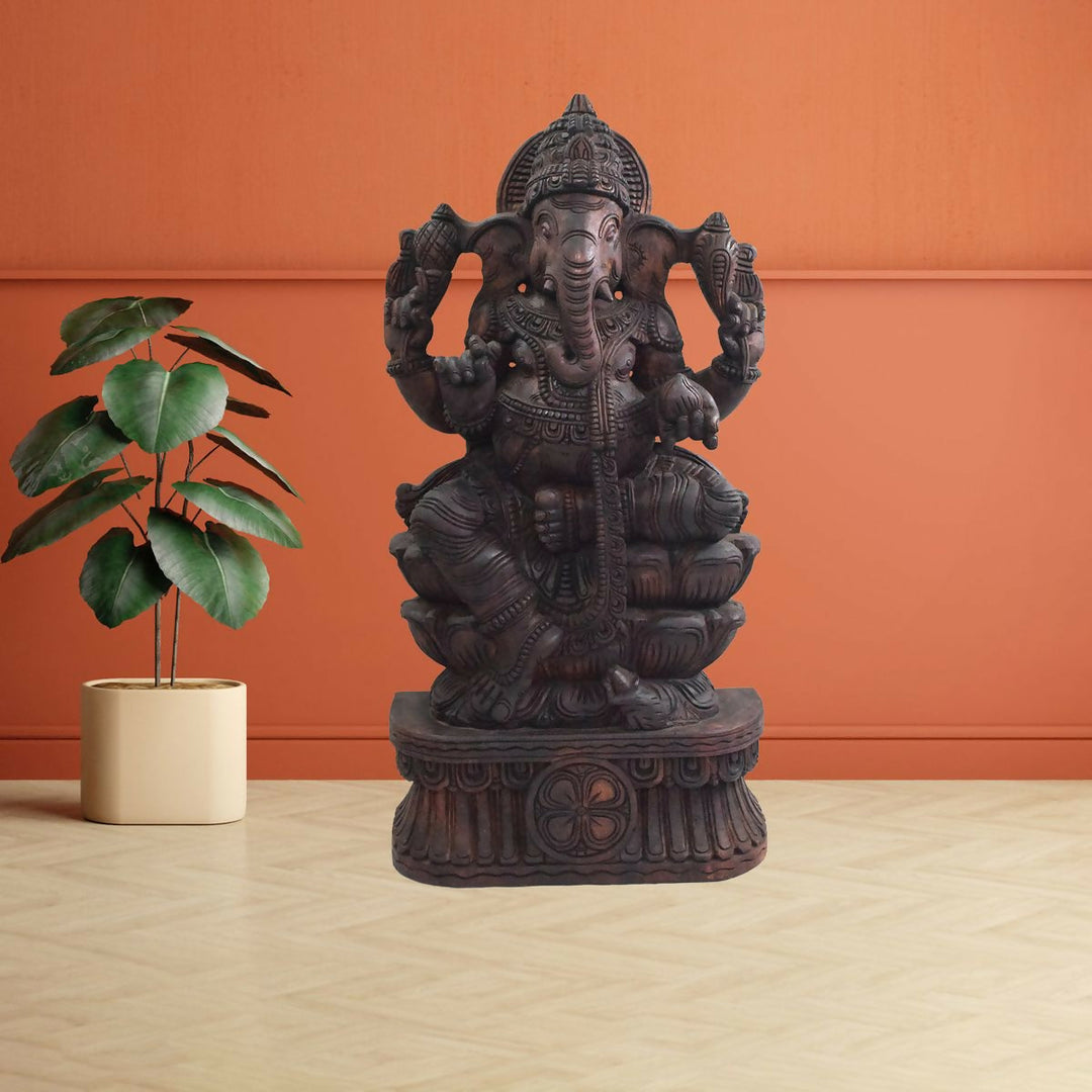 VAAGAI WOOD GANESHA STATUE 36*18*7 | SHOBITAM