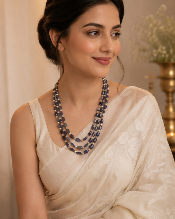 Neel Tara – Tanzanite & Pearl Mala | SHOBITAM