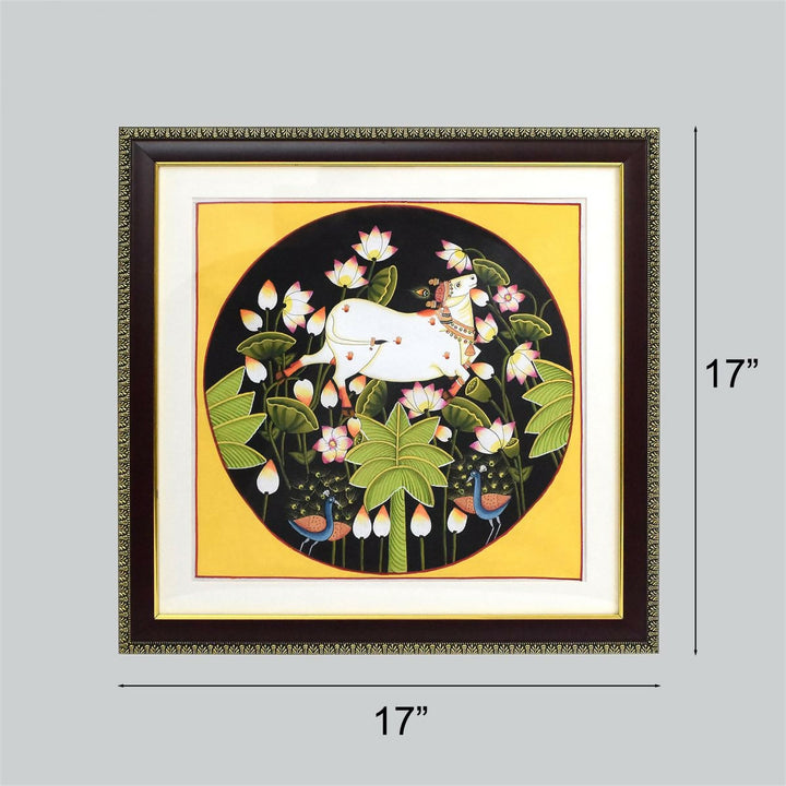 SILK PAINTING COW 17*17*1,Unframed | SHOBITAM