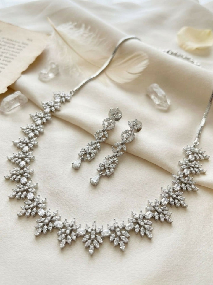 Exclusive Silver Plated American Diamond Necklace Combo | SHOBITAM