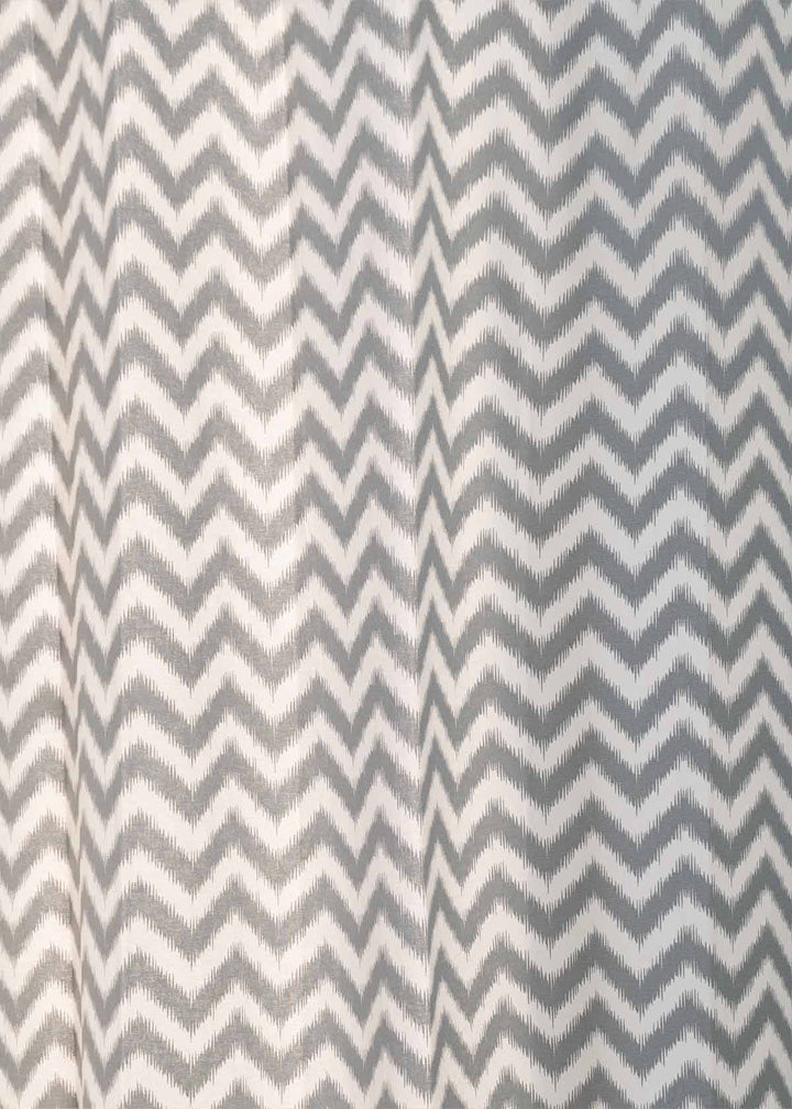 Ikat Chevron Grey 100% cotton geometric curtain for living room - Room darkening - Single Piece | SHOBITAM