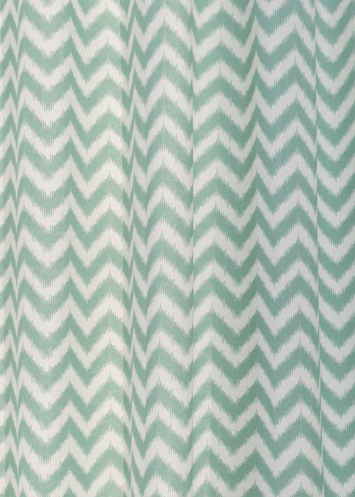 Ikat Chevron Nile Blue 100% cotton geometric curtain for living room - Room darkening - Single Piece | SHOBITAM