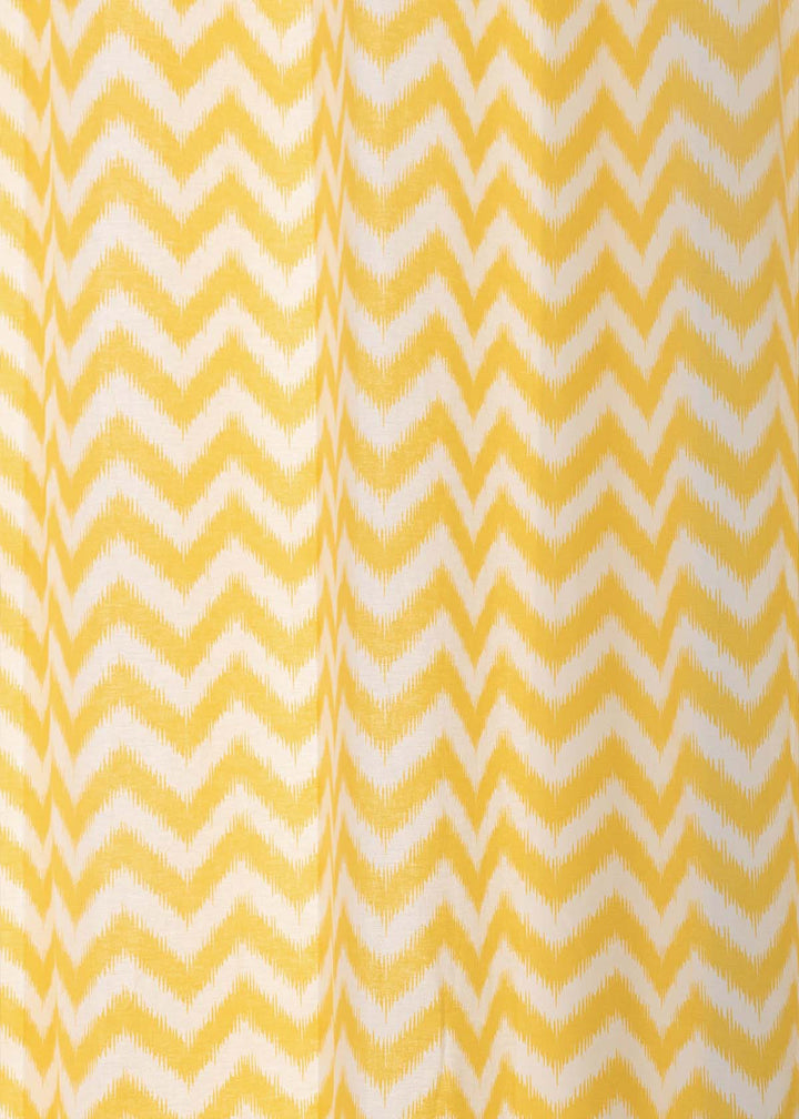 Ikat Chevron Yellow 100% cotton geometric curtain for living room - Room darkening - Single Piece | SHOBITAM