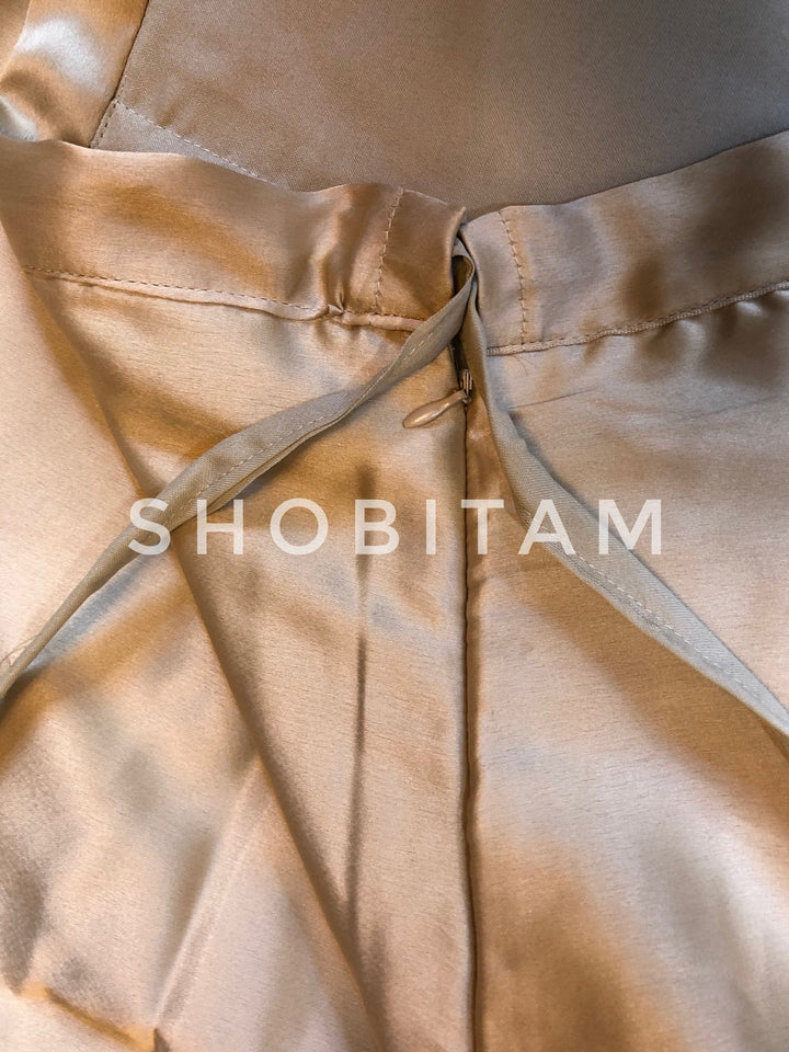 Premium Quality Muted Gold Satin Petticoat for saree, in standard size.