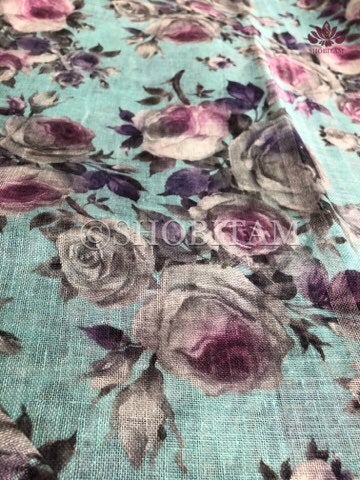 Floral Digital Print  Linen saree  | Pure Linen Saree | Shobitam Saree