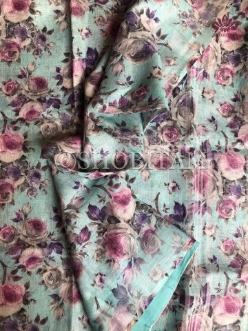 Floral Digital Print  Linen saree  | Pure Linen Saree | Shobitam Saree