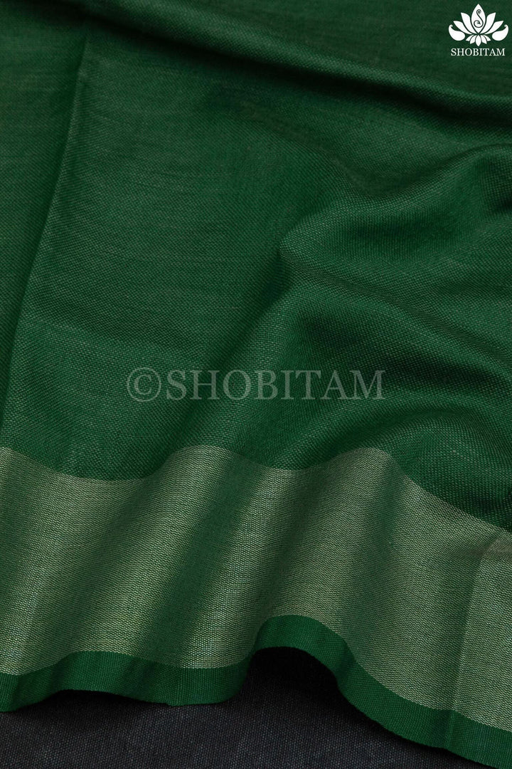 Pre order Kolam Linen embroidery Saree in Charcoal Gray and Green | Linen by Linen  Saree I Rangoli Saree