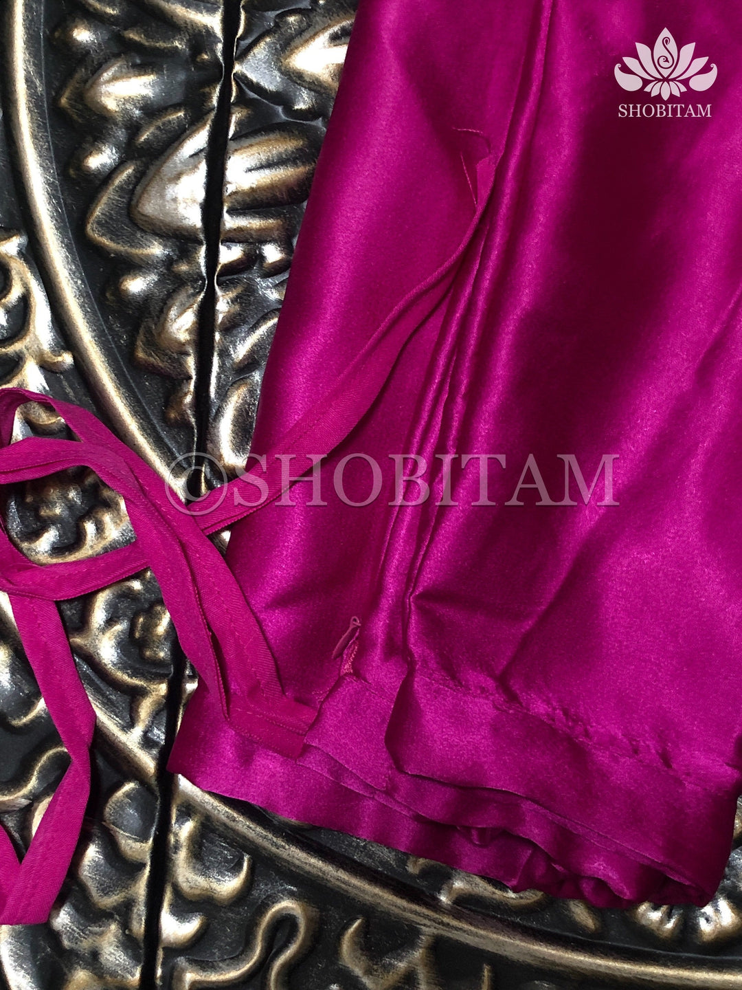 Premium Quality Magenta Satin Petticoat for saree,medium size | SHOBITAM