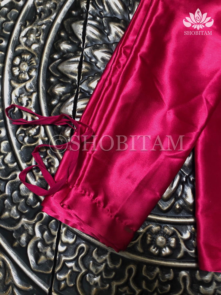 Premium Quality pink-red Satin Petticoat for saree,medium size