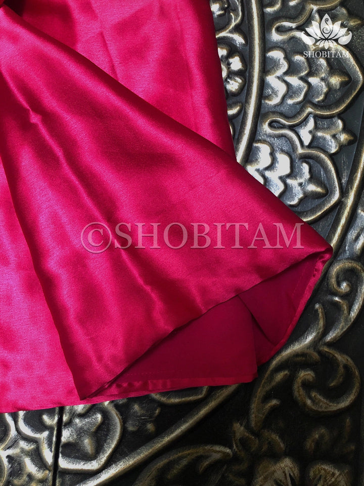 Premium Quality pink-red Satin Petticoat for saree,medium size