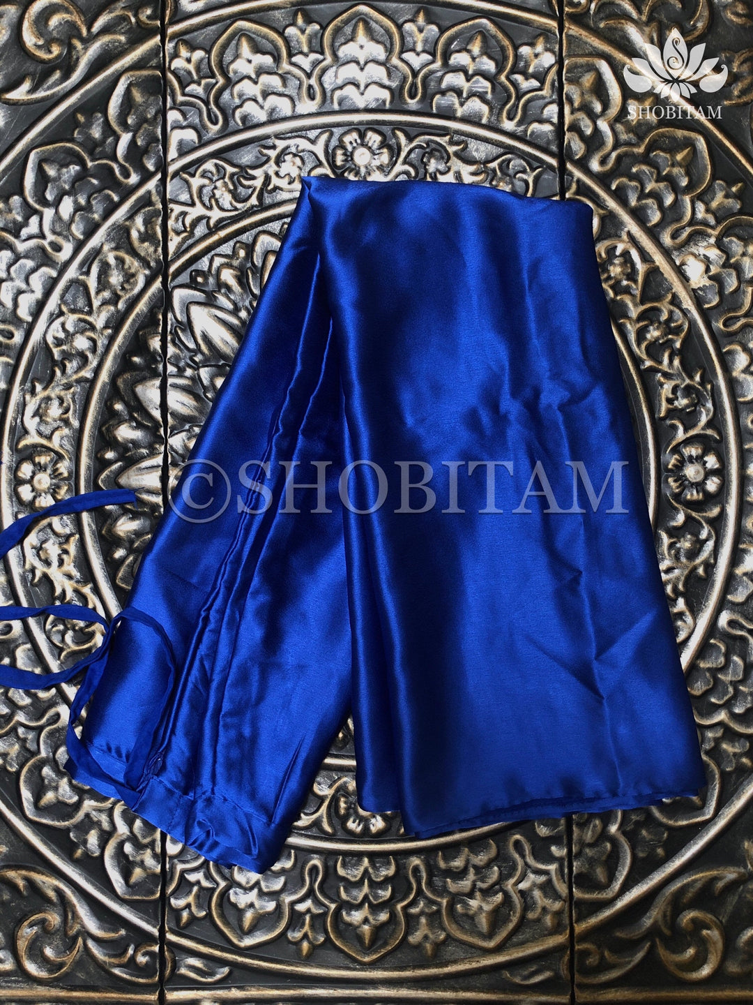 Premium Quality royal blue Satin Petticoat for saree,medium size | SHOBITAM