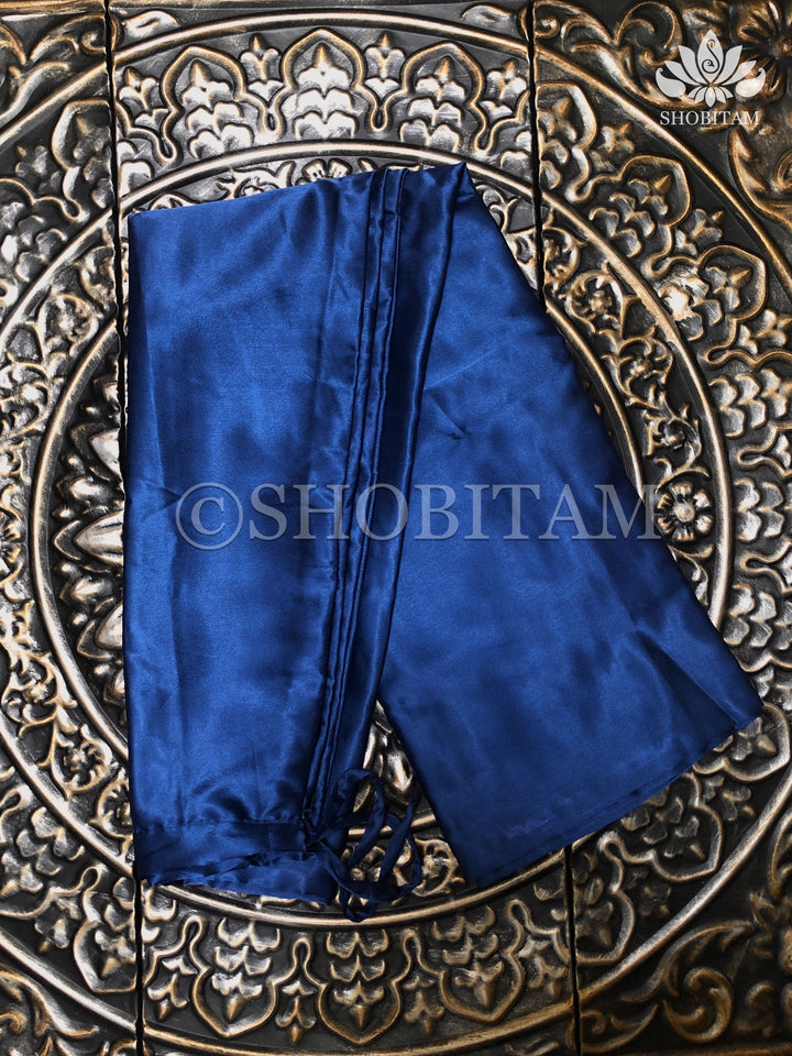 Premium Quality dark blue Satin Petticoat for saree,medium size | SHOBITAM