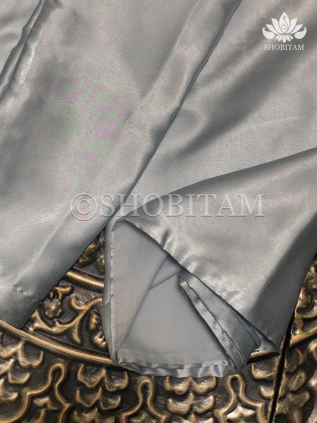 Silver Gray Premium Quality Satin Petticoat for saree,medium size | SHOBITAM