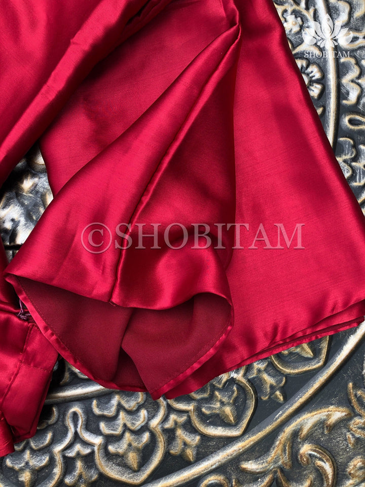 Premium Quality dark red Satin Petticoat for saree,medium size