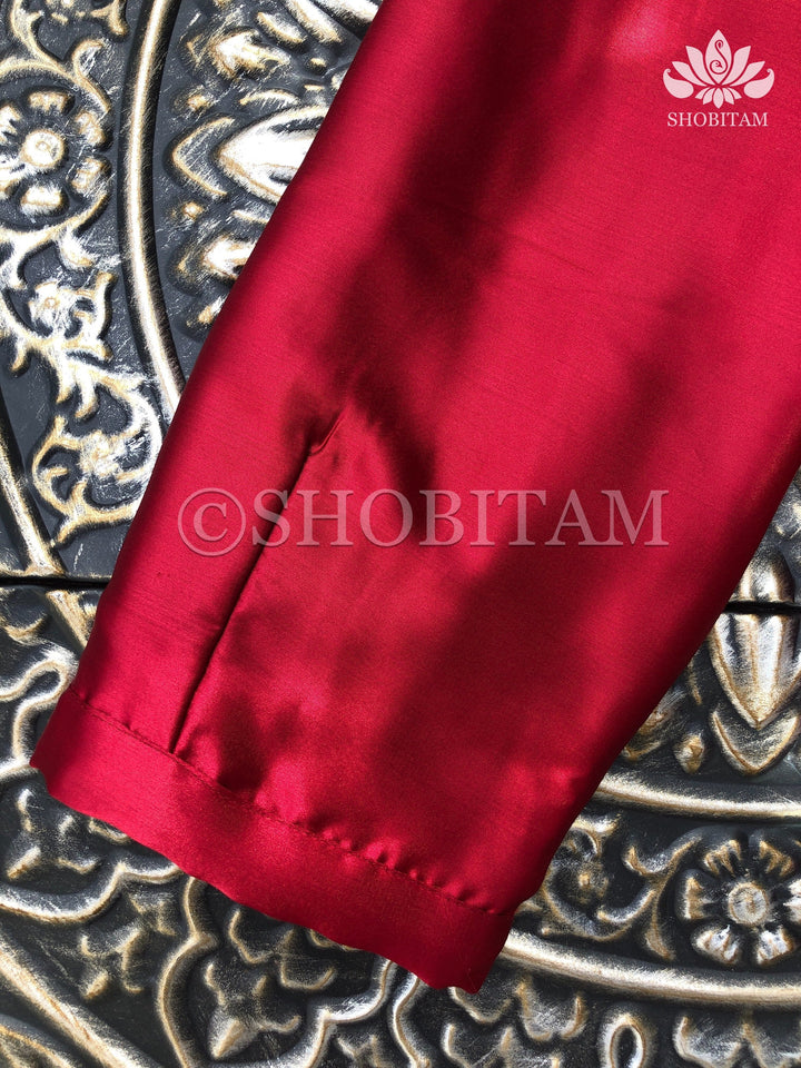 Premium Quality dark red Satin Petticoat for saree,medium size