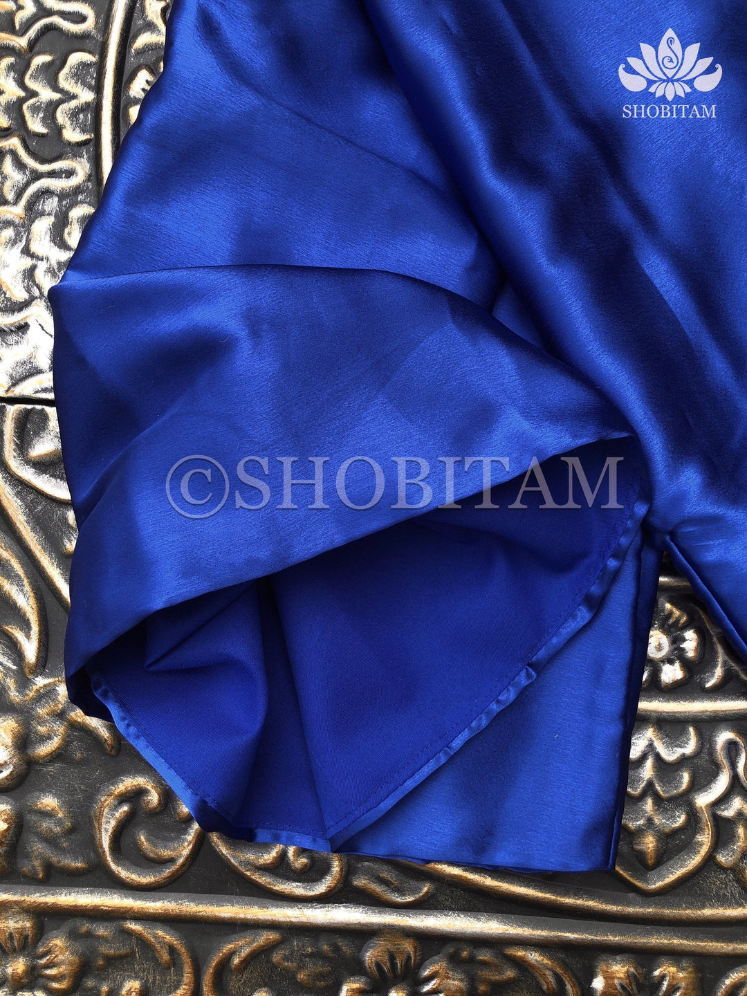Premium Quality royal blue Satin Petticoat for saree,medium size | SHOBITAM