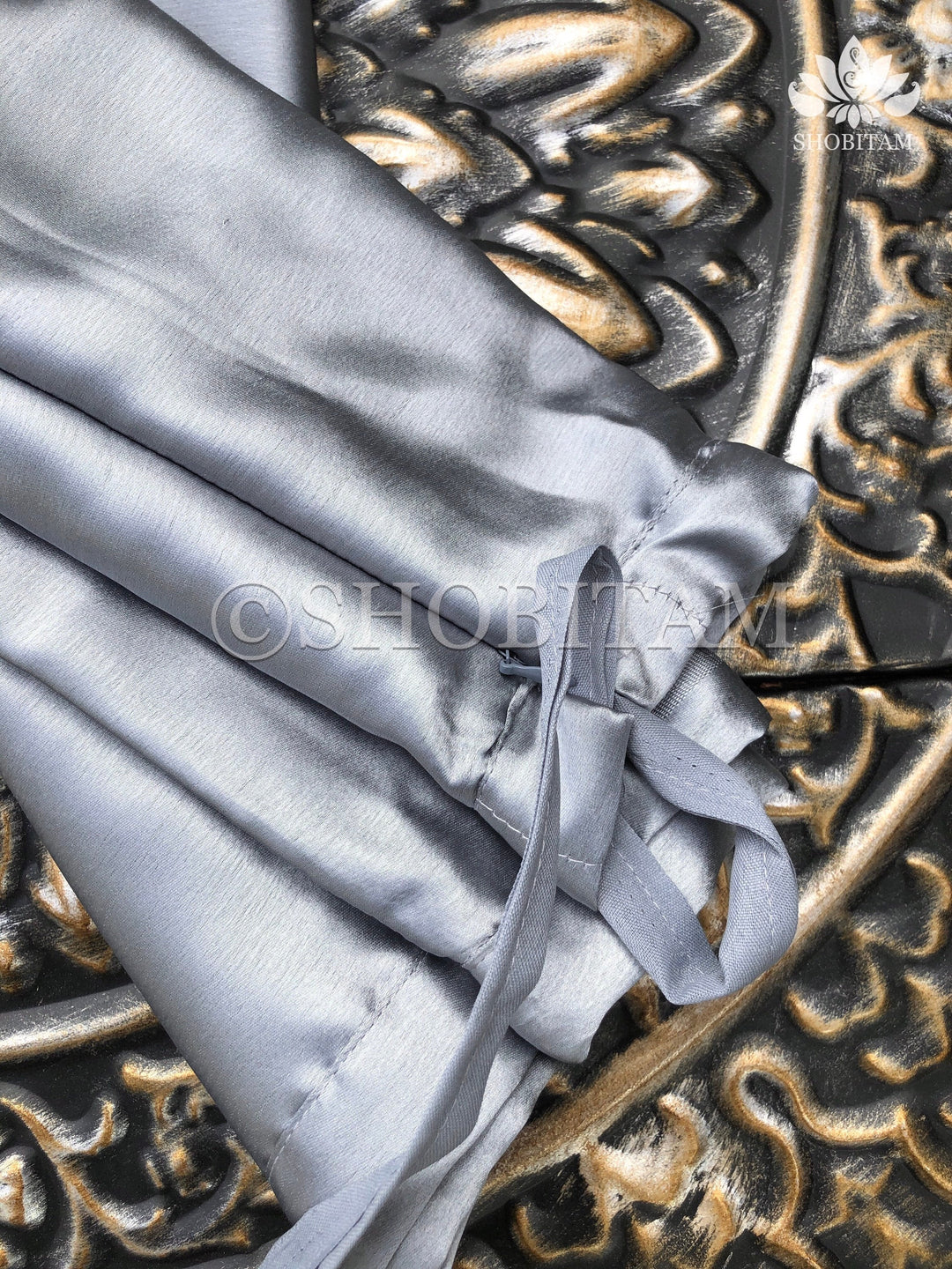 Premium Quality Gray Satin Petticoat for saree,medium size | SHOBITAM