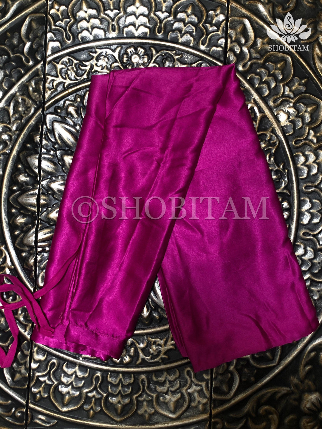 Premium Quality Magenta Satin Petticoat for saree,medium size | SHOBITAM